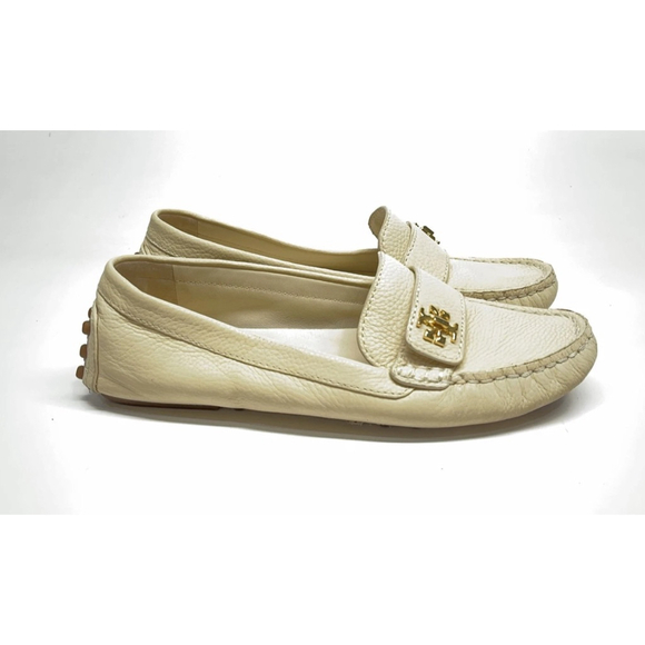 Tory Burch Shoes - Tory Burch Kira Driver Cream Leather Loafers Size 7